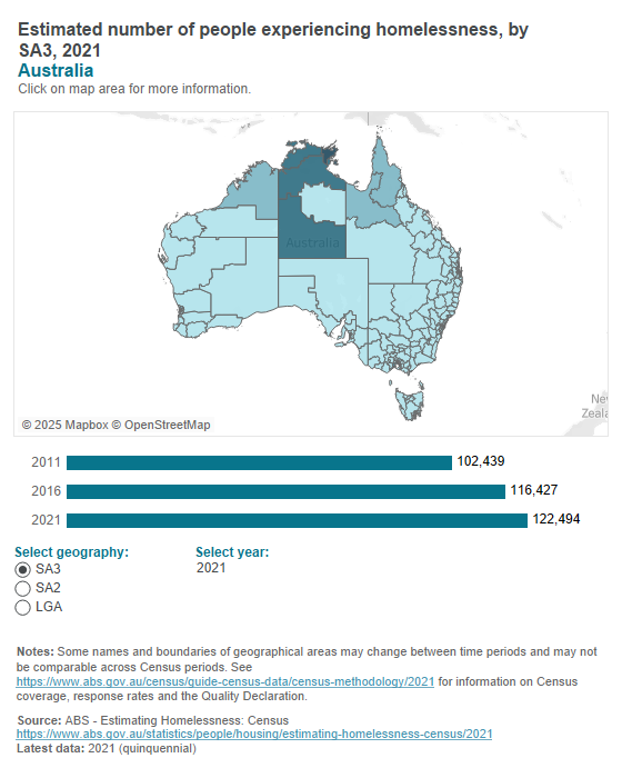 Homeless estimates - geography